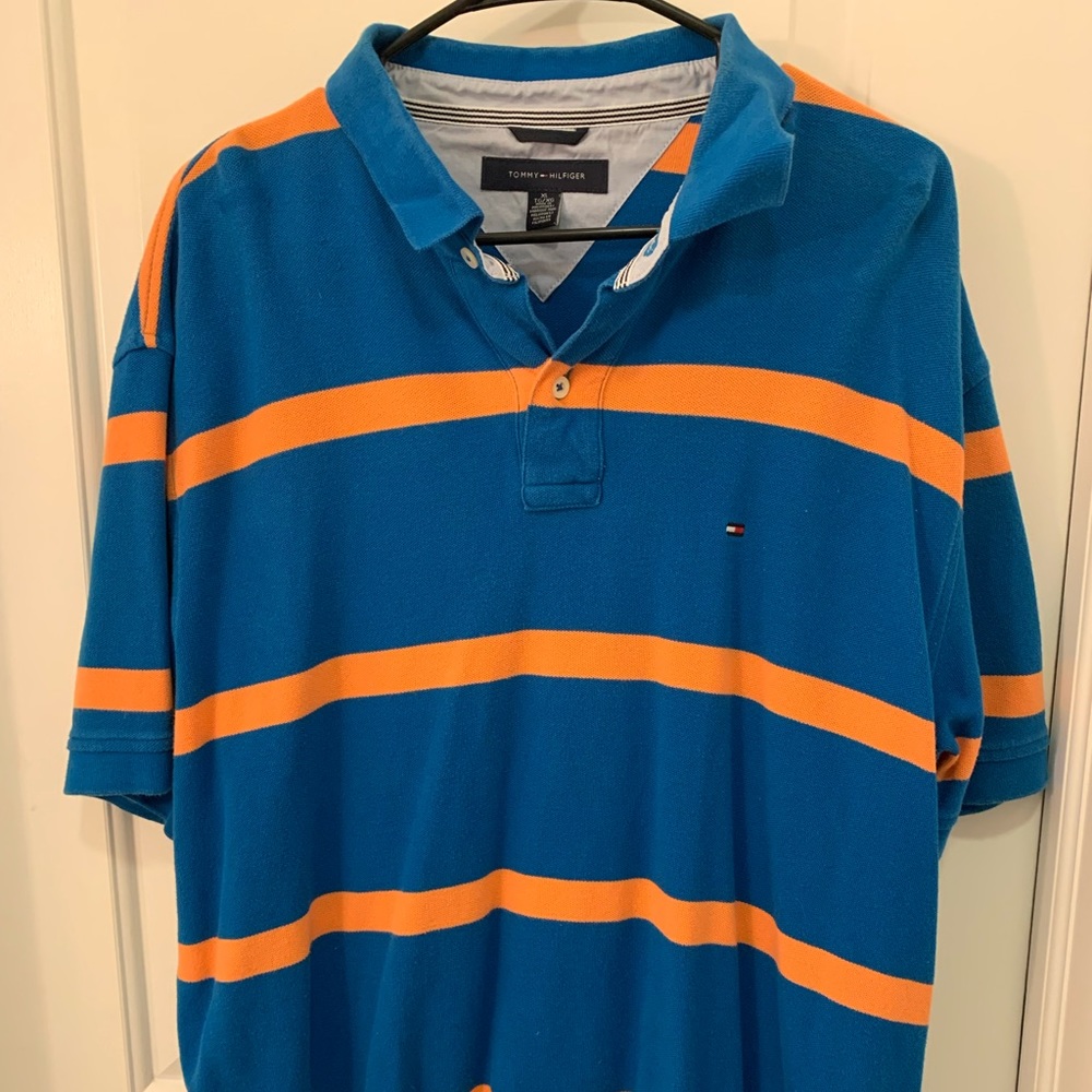 Tommy Hilfiger Blue & Orange XL Polo Shirt